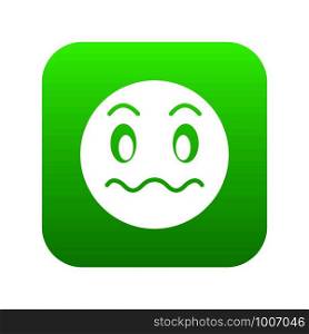 Suspicious emoticon digital green for any design isolated on white vector illustration. Suspicious emoticon digital green