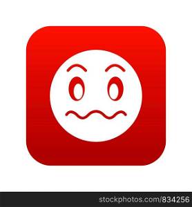 Suspicious emoticon digital red for any design isolated on white vector illustration. Suspicious emoticon digital red