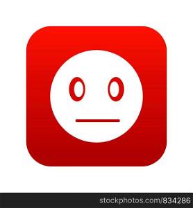 Suspicious emoticon digital red for any design isolated on white vector illustration. Suspicious emoticon digital red