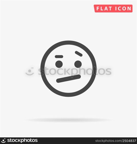 Suspicious Face flat vector icon. Hand drawn style design illustrations.. Suspicious Face flat vector icon