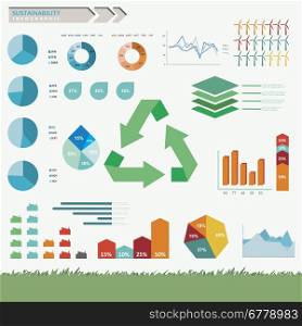 Sustainability and eco friendly infographic set in vector
