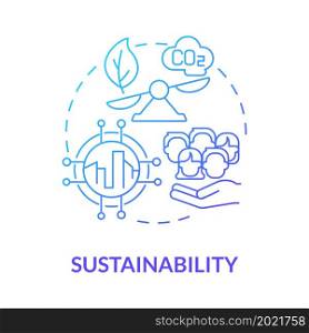 Sustainability blue gradient concept icon. Scooter sharing benefit abstract idea thin line illustration. Decreasing environmental damage. Improve air quality. Vector isolated outline color drawing. Sustainability blue gradient concept icon