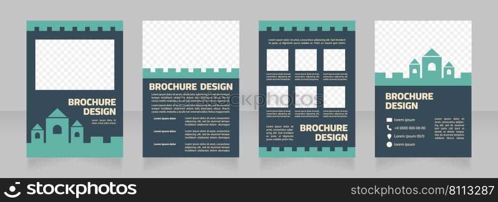 Sustainable architecture conservation blank brochure design. Template set with copy space for text. Premade corporate reports collection. Editable 4 paper pages. Myriad Pro, Cairo fonts used. Sustainable architecture conservation blank brochure design
