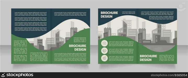 Sustainable building collaborative blank brochure design. Template set with copy space for text. Premade corporate reports collection. Editable 4 paper pages. Myriad Pro, Cairo fonts used. Sustainable building collaborative blank brochure design