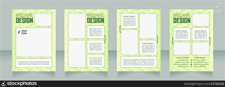 Sustainable construction blank brochure design. Template set with copy space for text. Premade corporate reports collection. Editable 4 paper pages. Smooch Sans Light, Bold, Arial Regular fonts used. Sustainable construction blank brochure design