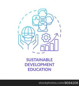 Sustainable development education blue gradient concept icon. Social justice. Equitable society abstract idea thin line illustration. Isolated outline drawing. Myriad Pro-Bold fonts used. Sustainable development education blue gradient concept icon