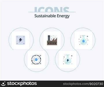 Sustainable Energy Flat Icon Pack 5 Icon Design. flask. environment. electricity. energy. eco