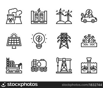 Sustainable Energy outline icon and symbol for website, application