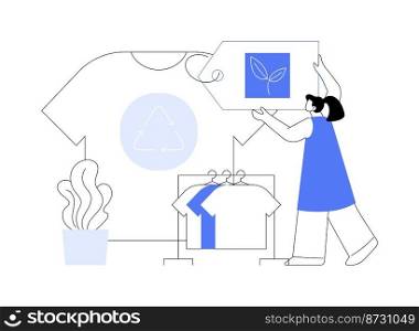 Sustainable fashion abstract concept vector illustration. Sustainable manufacturing brand, green technologies in fashion, ethical clothing production, organic clothes, zero waste abstract metaphor.. Sustainable fashion abstract concept vector illustration.