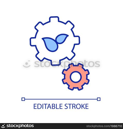 Sustainable production RGB color icon. Operations management. Renewable resources. Eco friendly operational system. Isolated vector illustration. Simple filled line drawing. Editable stroke. Sustainable production RGB color icon