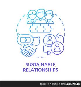 Sustainable relationships blue gradient concept icon. Long term connection. Charisma benefit abstract idea thin line illustration. Isolated outline drawing. Myriad Pro-Bold font used. Sustainable relationships blue gradient concept icon