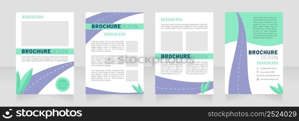 Sustainable transport system blank brochure design. Template set with copy space for text. Premade corporate reports collection. Editable 4 paper pages. Barlow Black, Thin, Nunito Light fonts used. Sustainable transport system blank brochure design