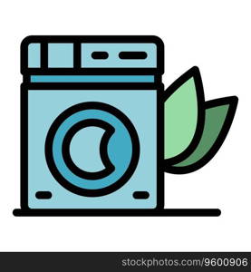 Sustainable wash machine icon outline vector. Recycle clean. Energy ecology color flat. Sustainable wash machine icon vector flat