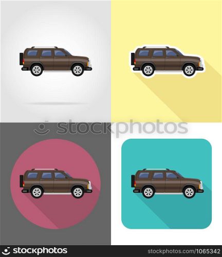 suv car flat icons vector illustration isolated on background