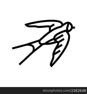 swallow bird line icon vector. swallow bird sign. isolated contour symbol black illustration. swallow bird line icon vector illustration