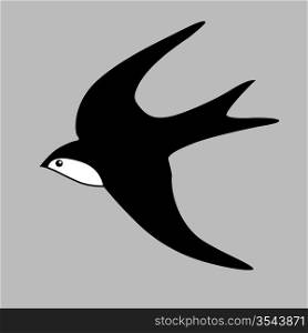 swallow silhouette on gray background, vector illustration