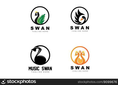 Swan Logo Design, Duck Animal Illustration, Company Brand Template Vector