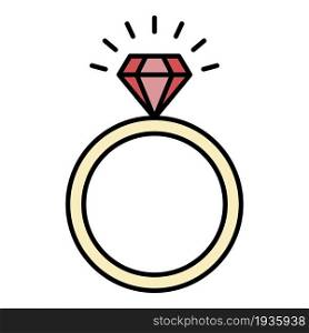 Swarovski crystal ring icon. Outline swarovski crystal ring vector icon color flat isolated. Swarovski crystal ring icon color outline vector