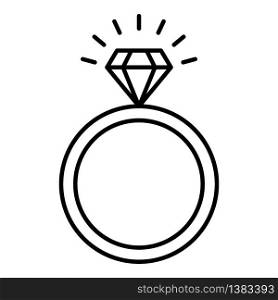 Swarovski crystal ring icon. Outline swarovski crystal ring vector icon for web design isolated on white background. Swarovski crystal ring icon, outline style