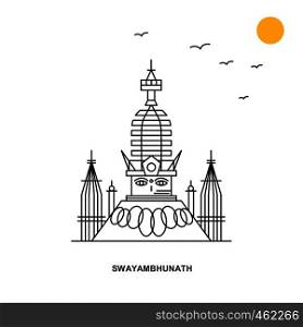 SWAYAMBHUNATH Monument. World Travel Natural illustration Background in Line Style