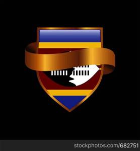 Swaziland flag Golden badge design vector