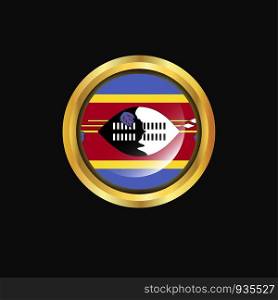 Swaziland flag Golden button