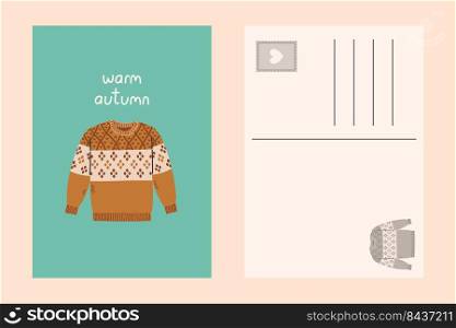 Sweater card warm cozy autumn postcard vector illustration