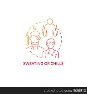 Sweating and chills red gradient concept icon. Pneumonia symptom abstract idea thin line illustration. Medical condition. Swings in body temperature. Vector isolated outline color drawing. Sweating and chills red gradient concept icon