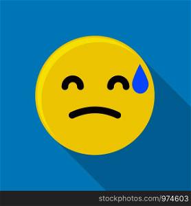 Sweaty emoticon icon. Flat illustration of sweaty emoticon vector icon for web. Sweaty emoticon icon, flat style