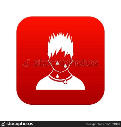 Sweaty man icon digital red for any design isolated on white vector illustration. Sweaty man icon digital red