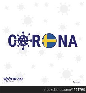Sweden Coronavirus Typography. COVID-19 country banner. Stay home, Stay Healthy. Take care of your own health