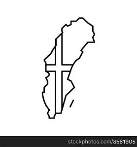sweden country map flag line icon vector. sweden country map flag sign. isolated contour symbol black illustration. sweden country map flag line icon vector illustration