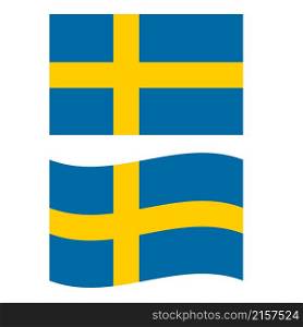Sweden Flag on white background. Waving flag of Sweden. flat style.