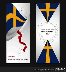 Sweden Happy independence day Confetti Celebration Background Vertical Banner set