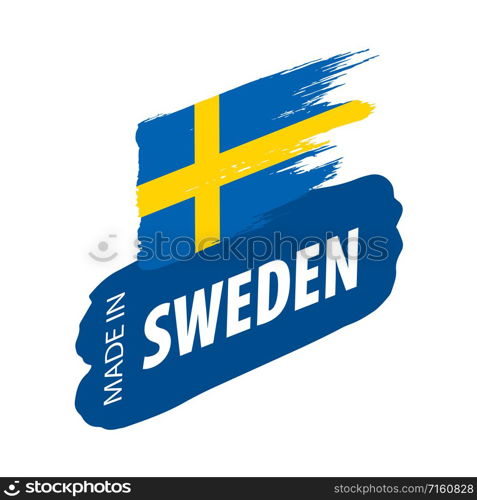 Sweden national flag, vector illustration on a white background. Sweden flag, vector illustration on a white background