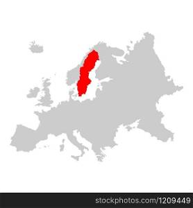 Sweden on map of europe