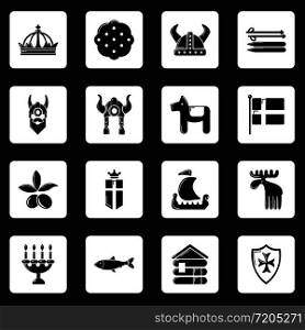 Sweden travel icons set. Simple illustration of 16 sweden travel vector icons for web. Sweden travel icons set, simple style