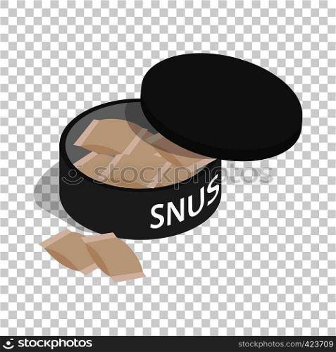 Swedish snus, chewing tobacco isometric icon 3d on a transparent background vector illustration. Swedish snus, chewing tobacco isometric icon