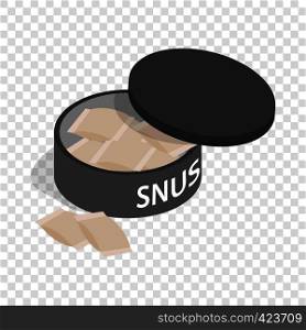 Swedish snus, chewing tobacco isometric icon 3d on a transparent background vector illustration. Swedish snus, chewing tobacco isometric icon
