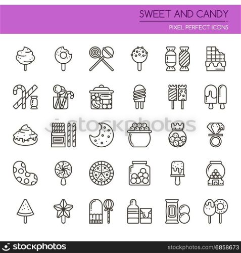 Sweet and Candy , Thin Line and Pixel Perfect Icons