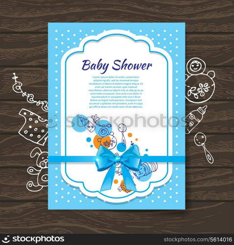 Sweet baby shower invitation with doodle baby toys