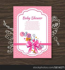 Sweet baby shower invitation with doodle baby toys