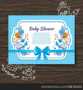 Sweet baby shower invitation with doodle baby toys