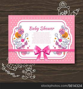 Sweet baby shower invitation with doodle baby toys