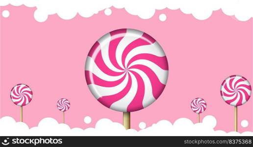 Sweet background with lollipop. Candy background. Vector illustration