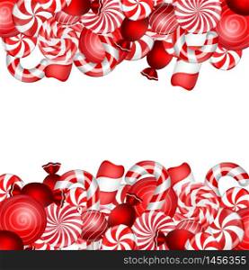 Sweet banner with lollipop and candies cane.vector