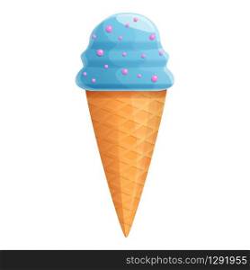 Sweet blue cone icon. Cartoon of sweet blue cone vector icon for web design isolated on white background. Sweet blue cone icon, cartoon style