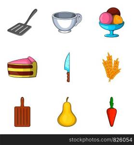 Sweet bun icons set. Cartoon set of 9 sweet bun vector icons for web isolated on white background. Sweet bun icons set, cartoon style
