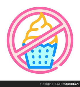 sweet cake food stop eat line icon vector. sweet cake food stop eat color sign. isolated symbol illustration. sweet cake food stop eat color icon vector illustration