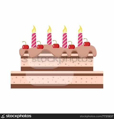 Sweet cake on a white background. Vector illustration